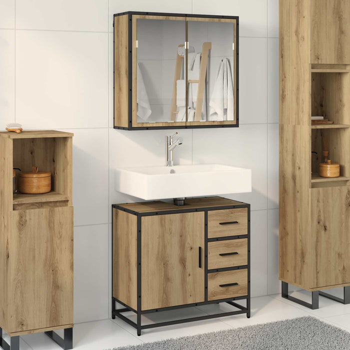 Set de mobilier pentru baie cu sertar 2 pcs Stejar Artizanal - WALTI WALTI