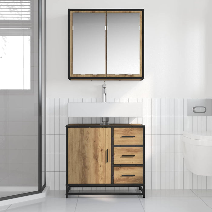 Set de mobilier pentru baie cu sertar 2 pcs Stejar Artizanal - WALTI WALTI