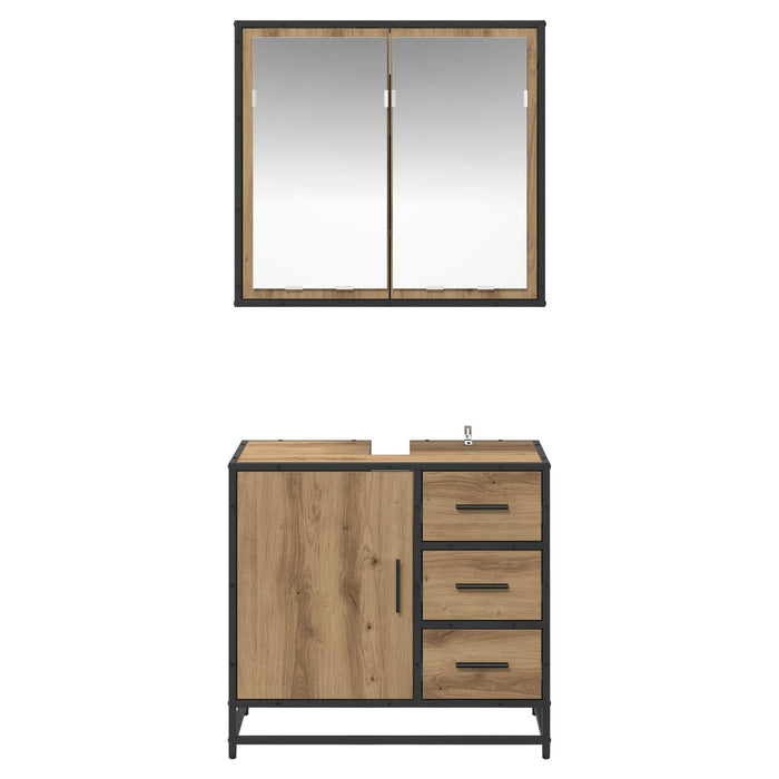 Set de mobilier pentru baie cu sertar 2 pcs Stejar Artizanal - WALTI WALTI