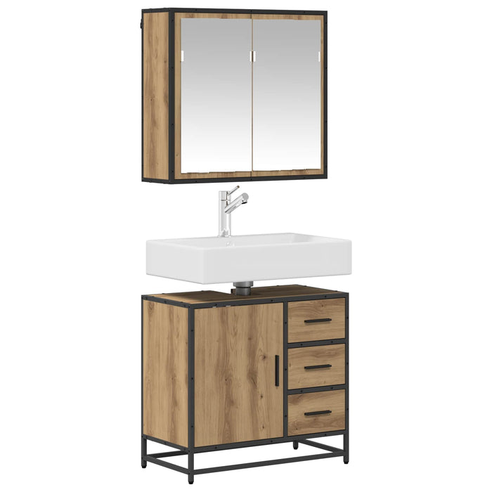 Set de mobilier pentru baie cu sertar 2 pcs Stejar Artizanal - WALTI WALTI