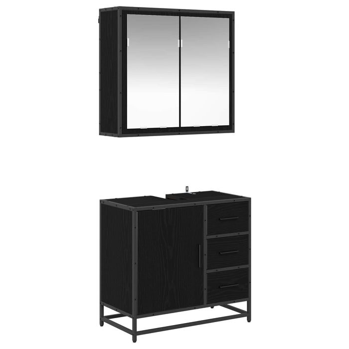 Set de mobilier pentru baie 2 pcs Stejar negru Lemn compozit - WALTI WALTI
