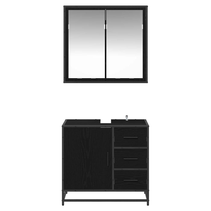 Set de mobilier pentru baie 2 pcs Stejar negru Lemn compozit - WALTI WALTI