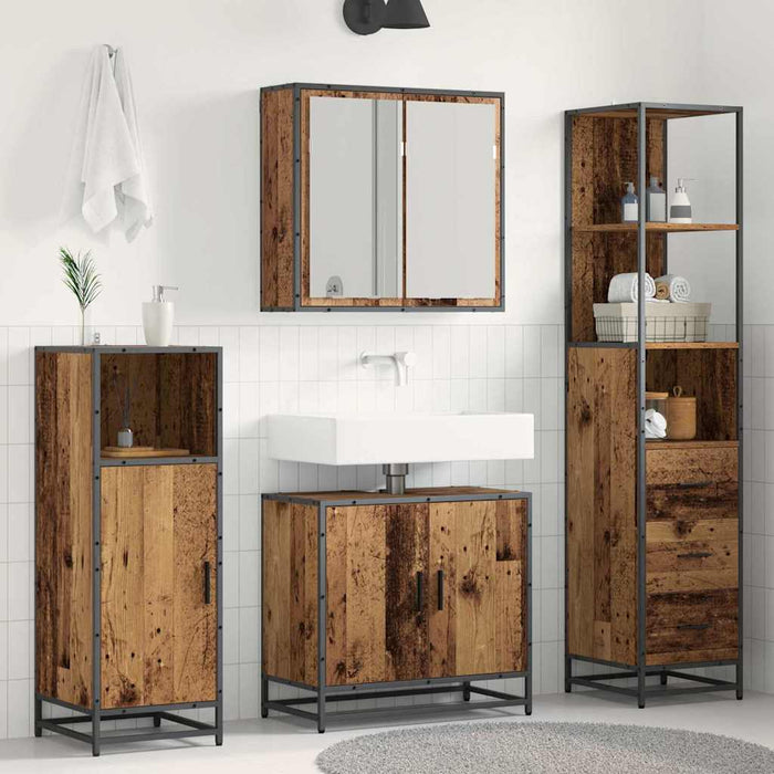 Set de mobilier pentru baie 3 pcs Lemn Vechi Lemn compozit - WALTI WALTI