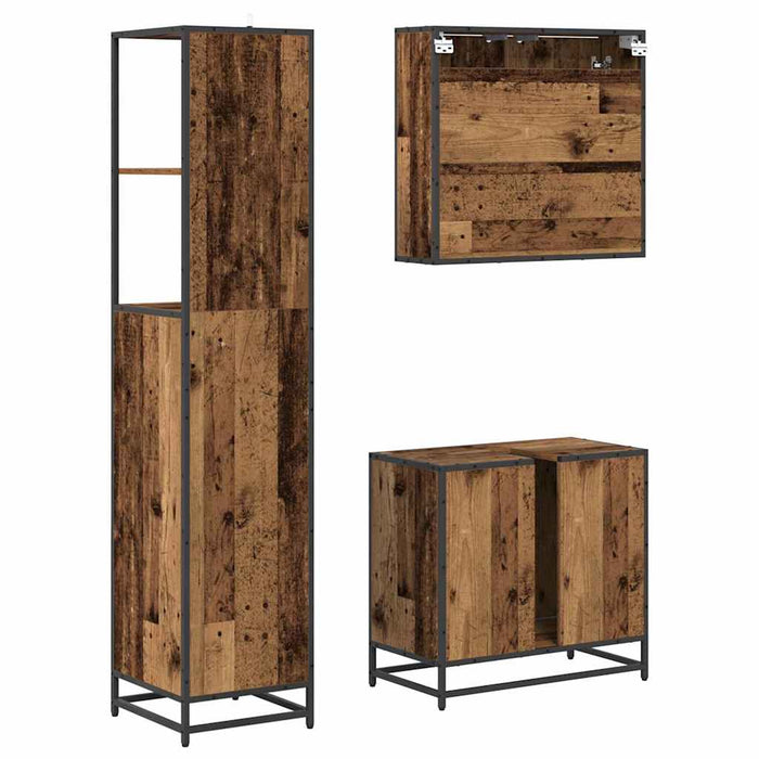 Set de mobilier pentru baie 3 pcs Lemn Vechi Lemn compozit - WALTI WALTI