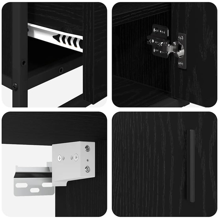 Set de mobilier pentru baie 3 pcs Stejar Negru Lemn compozit - WALTI WALTI