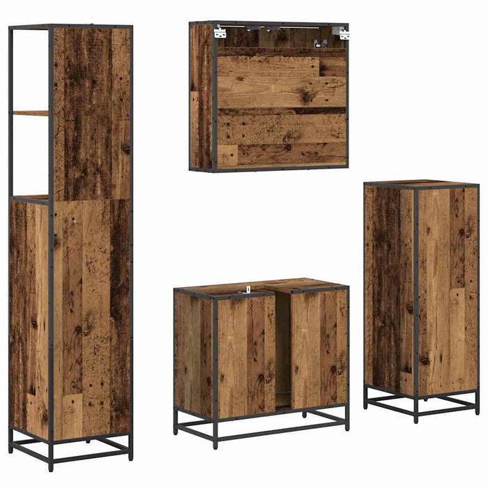 Set de mobilier pentru baie 4 pcs Lemn Vechi Lemn compozit - WALTI WALTI