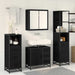 Set de mobilier pentru baie 4 pcs Stejar Negru Lemn compozit - WALTI WALTI