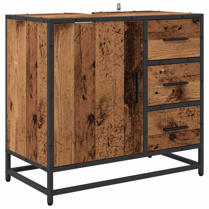 Set de mobilier pentru baie 3 pcs Lemn Vechi Lemn compozit - WALTI WALTI