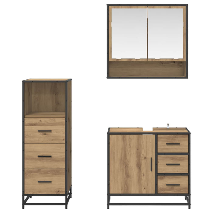 Set de mobilier pentru baie cu sertar 3 pcs Stejar Artizanal - WALTI WALTI