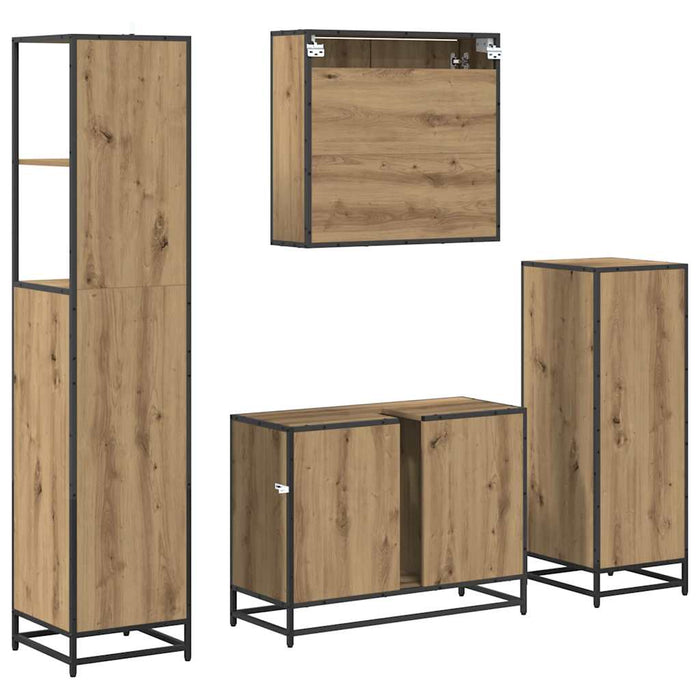 Set de mobilier pentru baie cu sertar 4 pcs Stejar Artizanal WALTI