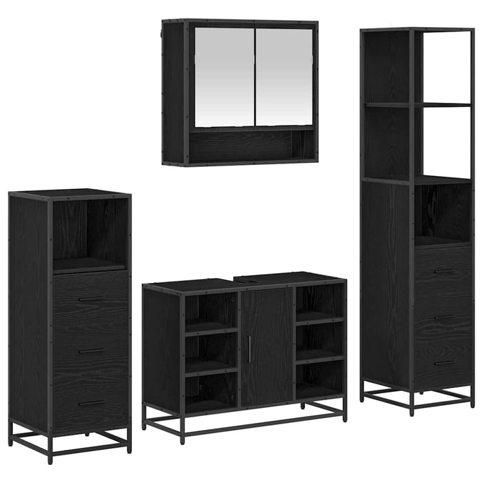 Set de mobilier pentru baie 4 pcs Stejar negru 80 x 33 x 60 cm - WALTI WALTI
