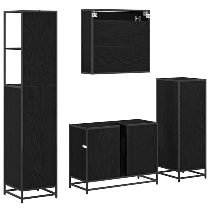 Set de mobilier pentru baie 4 pcs Stejar negru 80 x 33 x 60 cm - WALTI WALTI