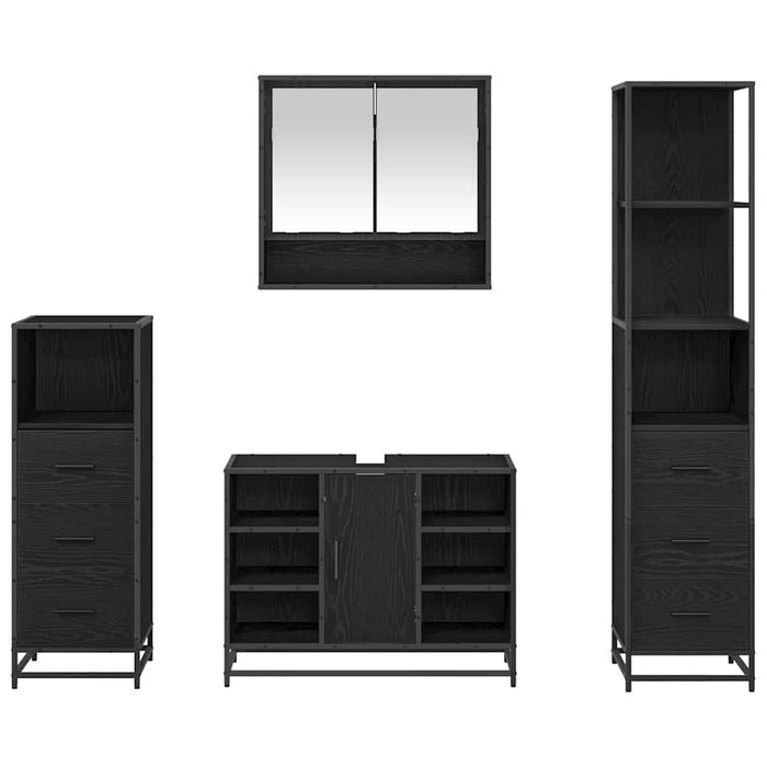 Set de mobilier pentru baie 4 pcs Stejar negru 80 x 33 x 60 cm - WALTI WALTI