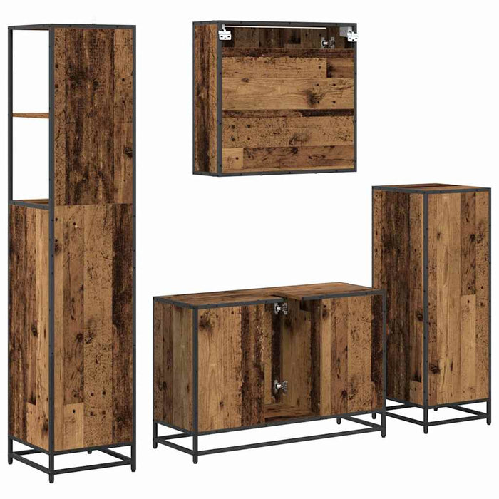 Set de mobilier pentru baie 4 pcs Lemn Vechi Lemn compozit - WALTI WALTI