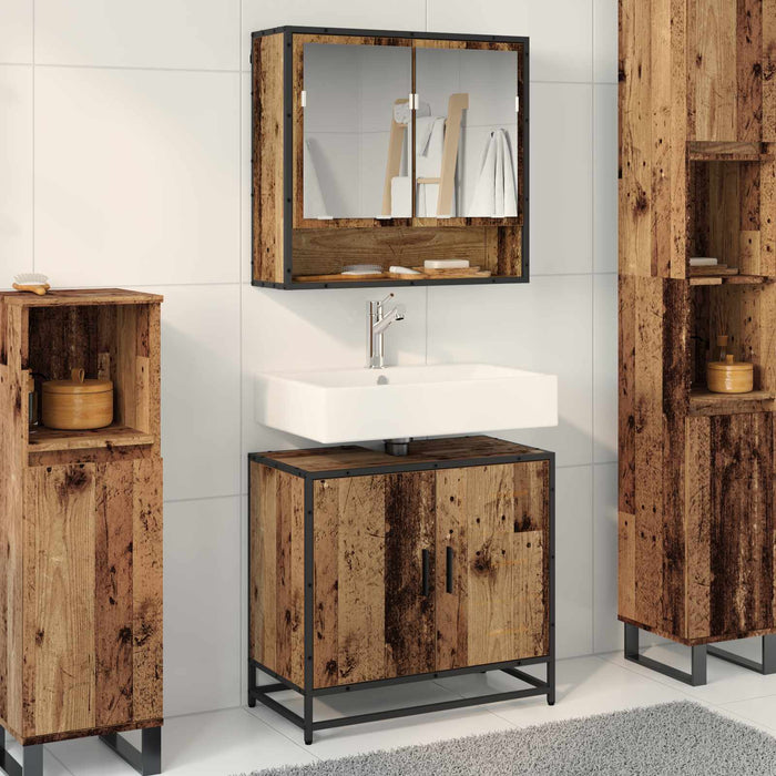 Set de mobilier pentru baie 2 pcs Lemn Vechi Lemn compozit - WALTI WALTI