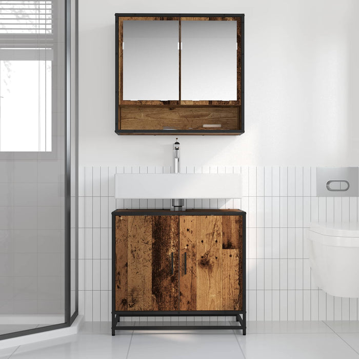 Set de mobilier pentru baie 2 pcs Lemn Vechi Lemn compozit - WALTI WALTI