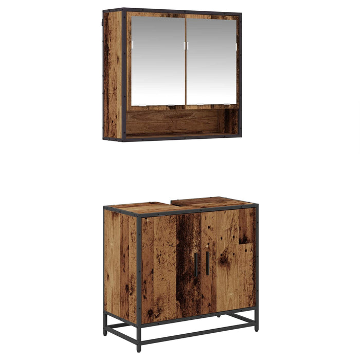 Set de mobilier pentru baie 2 pcs Lemn Vechi Lemn compozit - WALTI WALTI