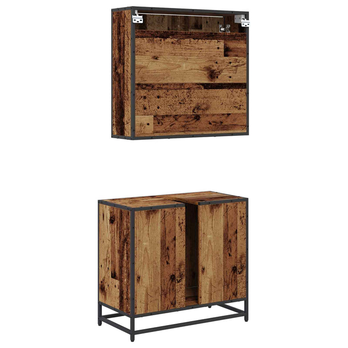 Set de mobilier pentru baie 2 pcs Lemn Vechi Lemn compozit - WALTI WALTI