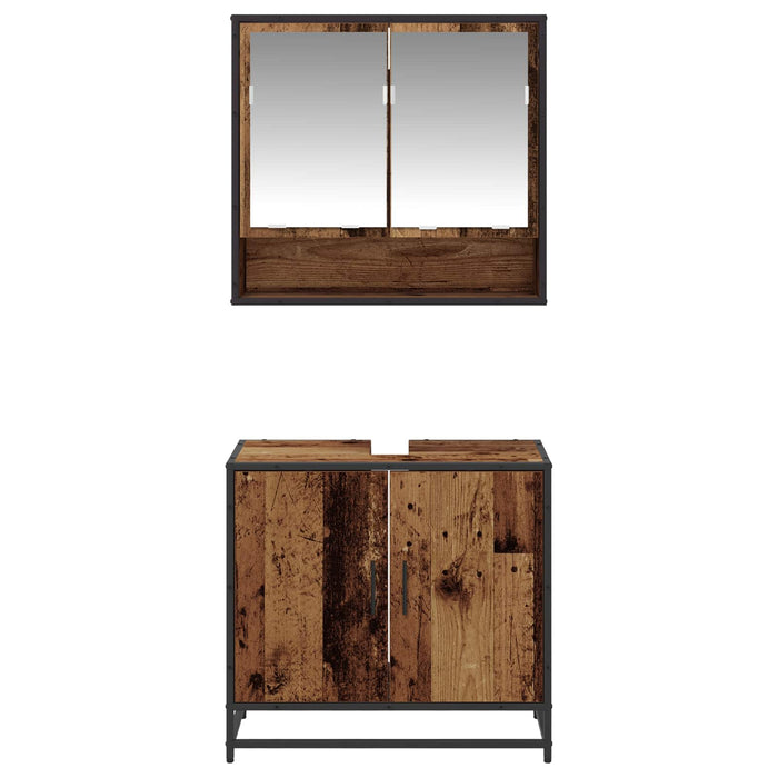 Set de mobilier pentru baie 2 pcs Lemn Vechi Lemn compozit - WALTI WALTI