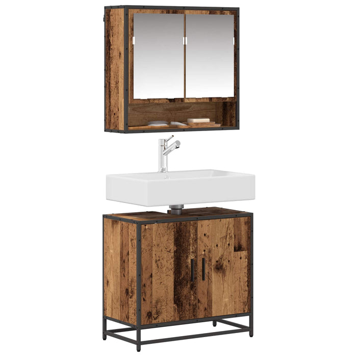Set de mobilier pentru baie 2 pcs Lemn Vechi Lemn compozit - WALTI WALTI