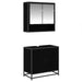 Set de mobilier pentru baie 2 pcs Stejar Negru Lemn compozit - WALTI WALTI