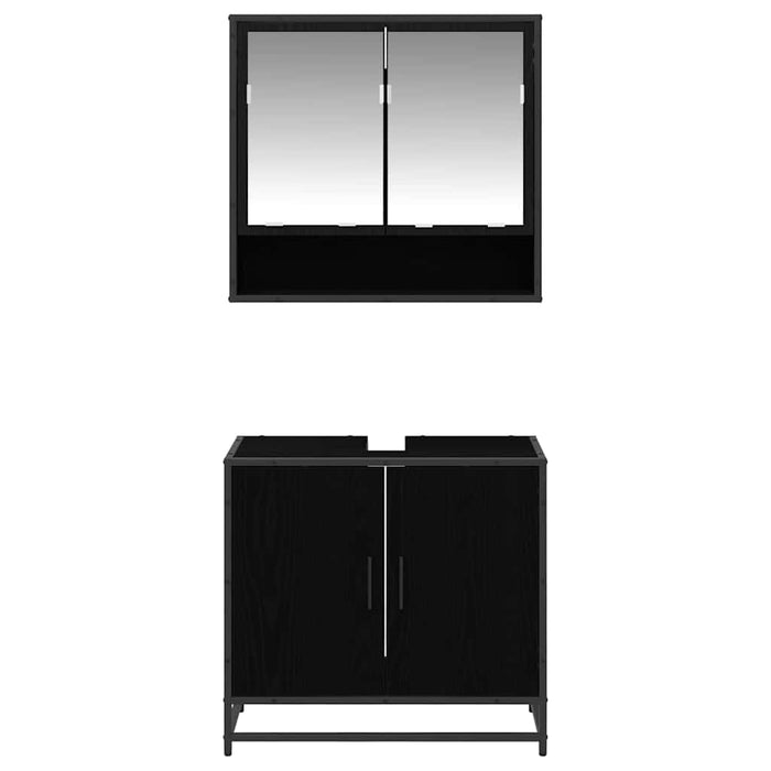 Set de mobilier pentru baie 2 pcs Stejar Negru Lemn compozit - WALTI WALTI