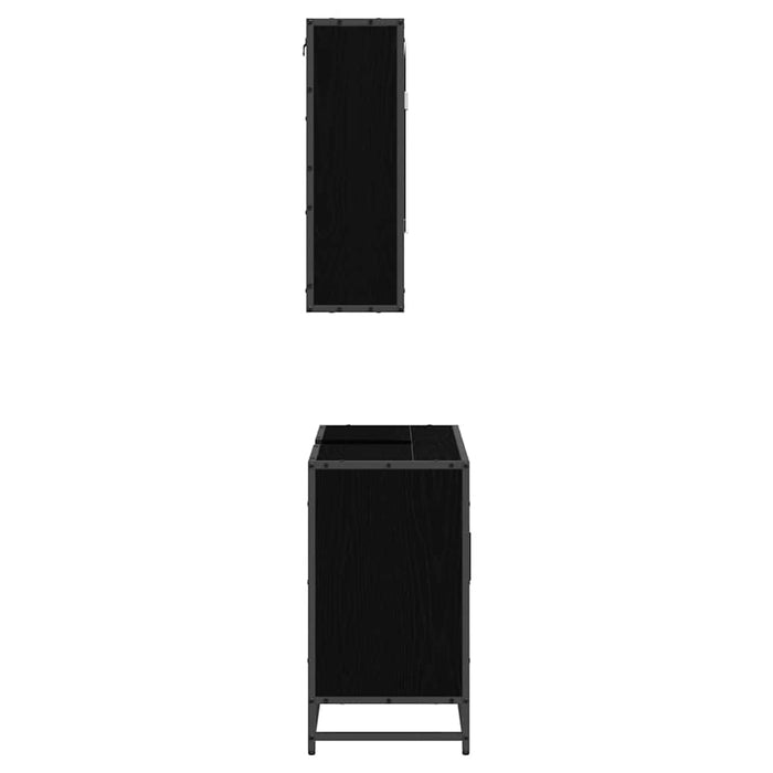 Set de mobilier pentru baie 2 pcs Stejar Negru Lemn compozit - WALTI WALTI