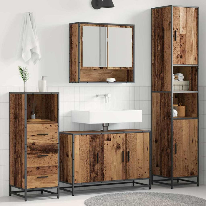 Set de mobilier pentru baie 3 pcs Lemn Vechi Lemn compozit - WALTI WALTI