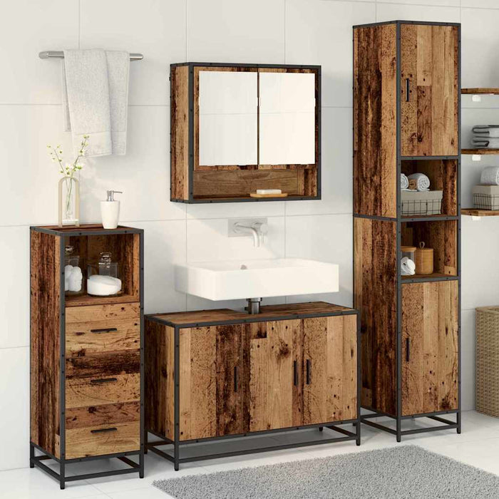 Set de mobilier pentru baie 3 pcs Lemn Vechi Lemn compozit - WALTI WALTI