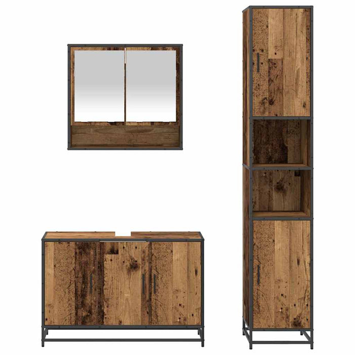 Set de mobilier pentru baie 3 pcs Lemn Vechi Lemn compozit - WALTI WALTI