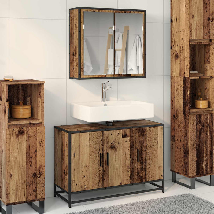 Set de mobilier pentru baie 2 pcs Lemn Vechi Lemn compozit - WALTI WALTI