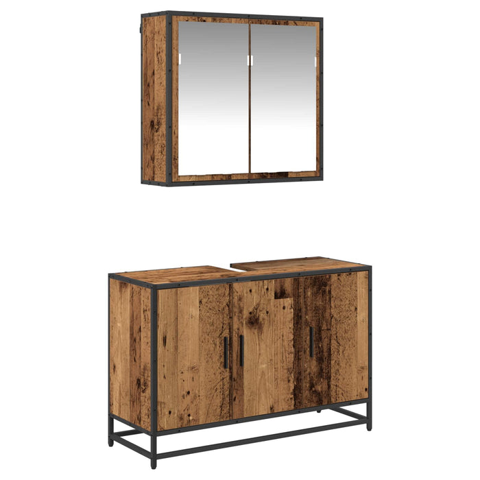 Set de mobilier pentru baie 2 pcs Lemn Vechi Lemn compozit - WALTI WALTI
