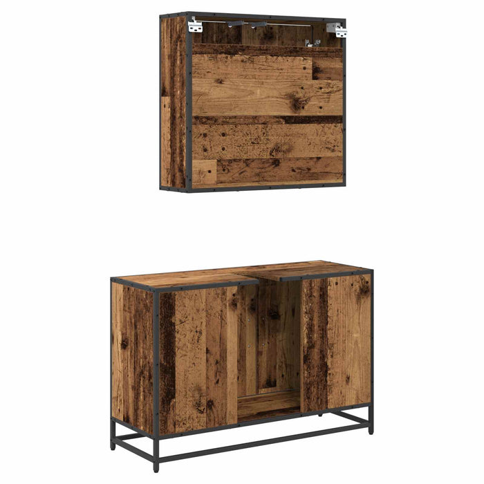Set de mobilier pentru baie 2 pcs Lemn Vechi Lemn compozit - WALTI WALTI