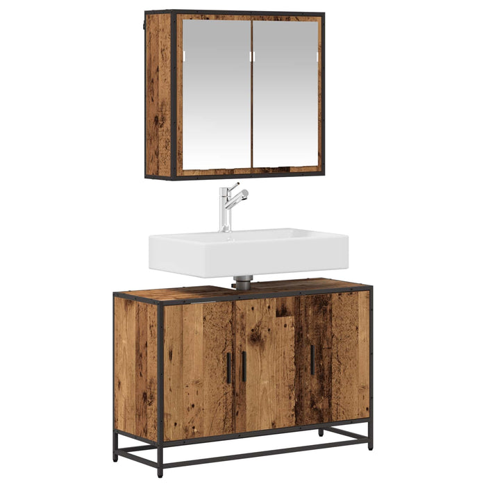Set de mobilier pentru baie 2 pcs Lemn Vechi Lemn compozit - WALTI WALTI