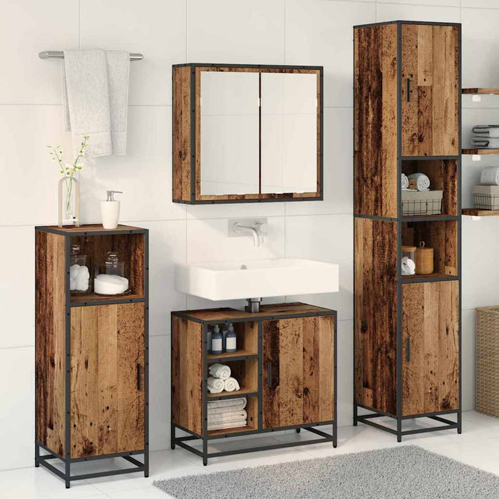 Set de mobilier pentru baie 3 pcs Lemn Vechi Lemn compozit WALTI