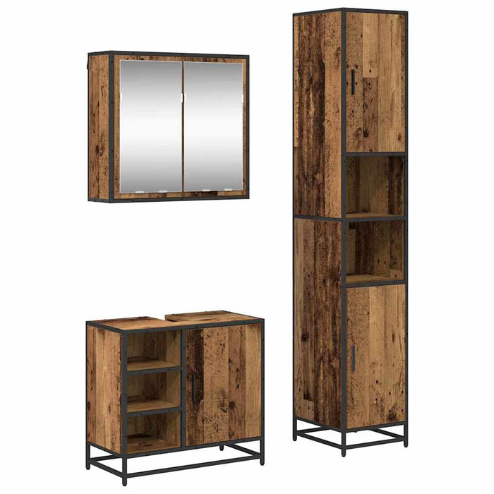 Set de mobilier pentru baie 3 pcs Lemn Vechi Lemn compozit WALTI