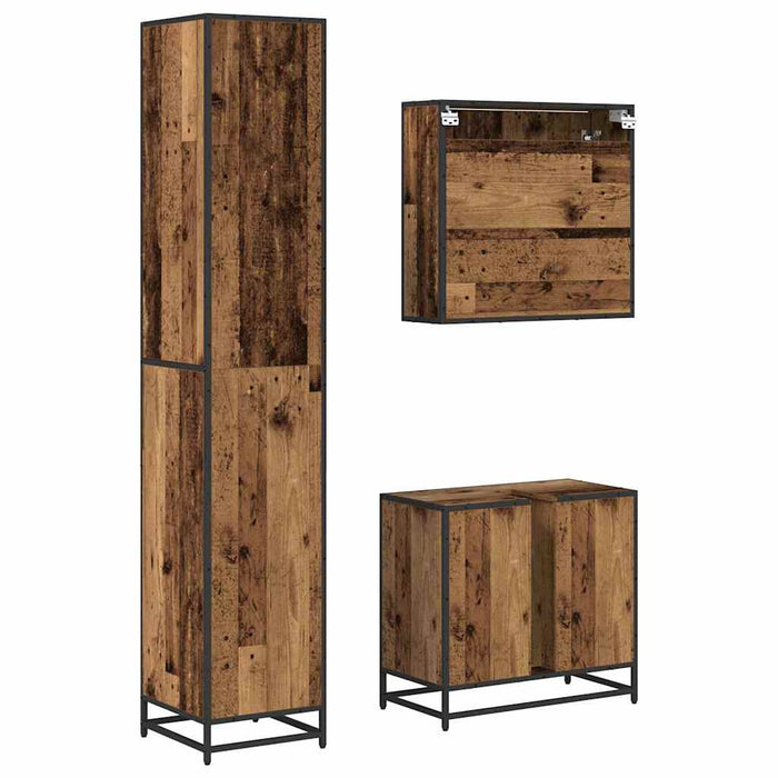 Set de mobilier pentru baie 3 pcs Lemn Vechi Lemn compozit WALTI