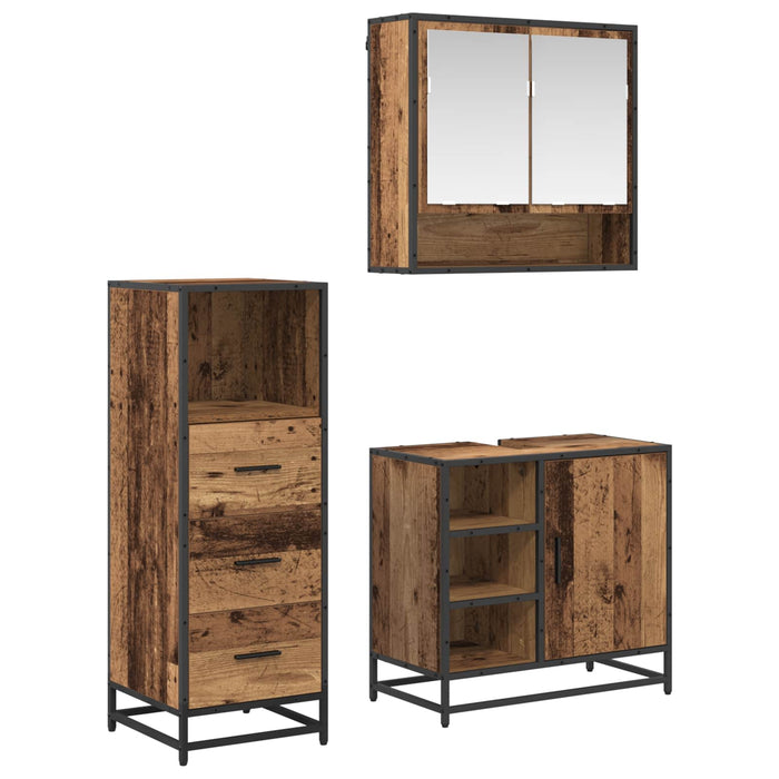 Set de mobilier pentru baie 3 pcs Lemn Vechi Lemn compozit WALTI