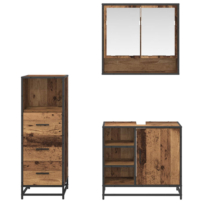 Set de mobilier pentru baie 3 pcs Lemn Vechi Lemn compozit WALTI