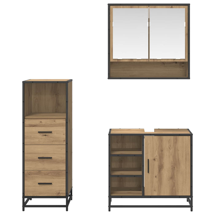 Set de mobilier pentru baie cu sertar 3 pcs Stejar Artizanal WALTI