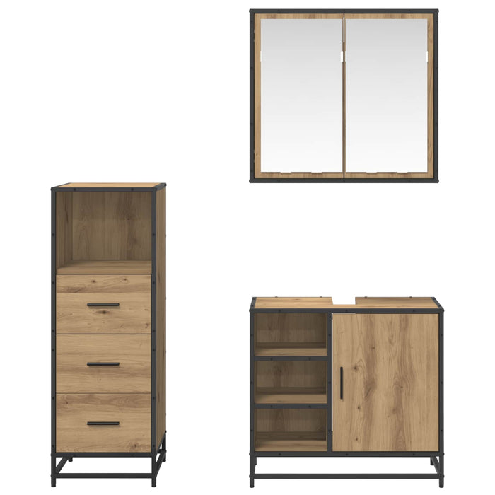Set de mobilier pentru baie cu sertar 3 pcs Stejar Artizanal WALTI