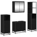 Set de mobilier pentru baie 4 pcs Stejar Negru Lemn compozit - WALTI WALTI