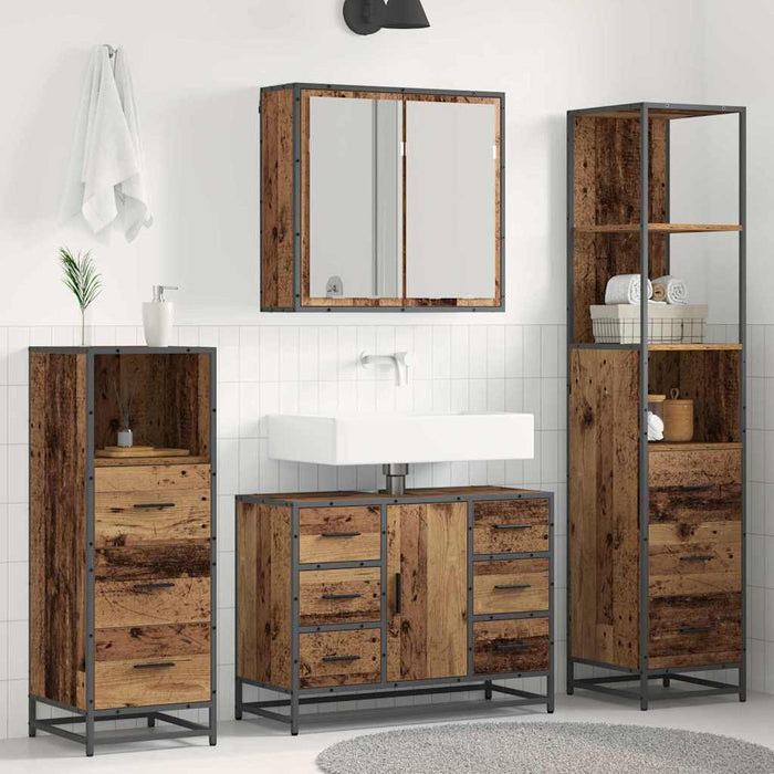 Set de mobilier pentru baie 3 pcs Lemn Vechi Lemn compozit - WALTI WALTI