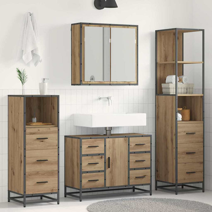 Set de mobilier pentru baie cu sertar 3 pcs Stejar Artizanal - WALTI WALTI