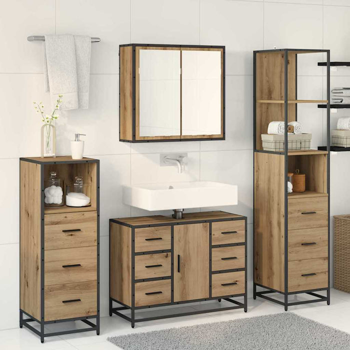 Set de mobilier pentru baie cu sertar 3 pcs Stejar Artizanal - WALTI WALTI