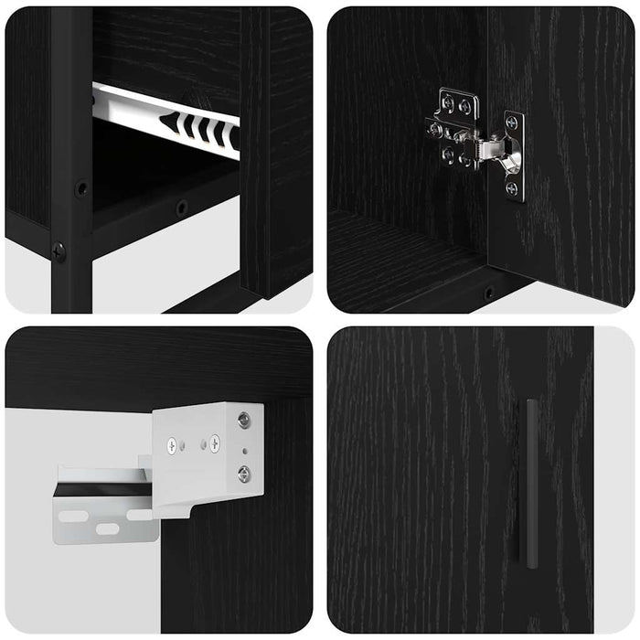 Set de mobilier pentru baie 3 pcs Stejar Negru Lemn compozit - WALTI WALTI