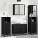 Set de mobilier pentru baie 3 pcs Stejar Negru Lemn compozit - WALTI WALTI
