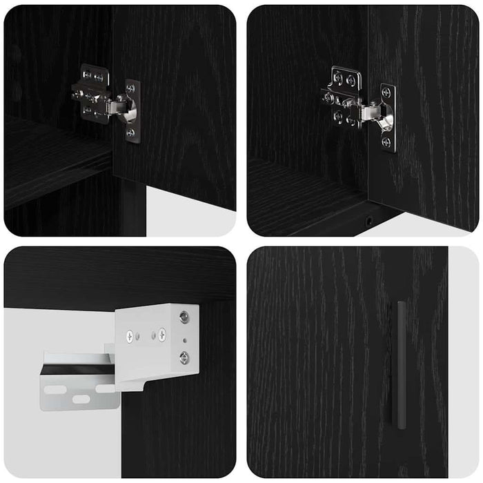Set de mobilier pentru baie 3 pcs Stejar Negru Lemn compozit - WALTI WALTI
