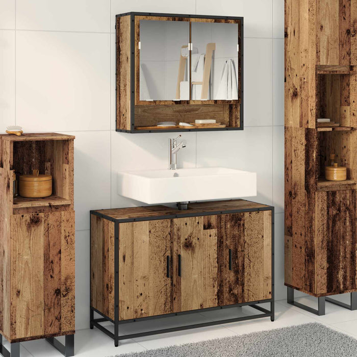 Set de mobilier pentru baie 2 pcs Lemn Vechi Lemn compozit - WALTI WALTI
