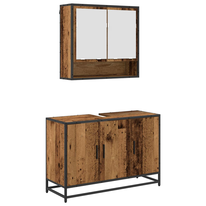 Set de mobilier pentru baie 2 pcs Lemn Vechi Lemn compozit - WALTI WALTI